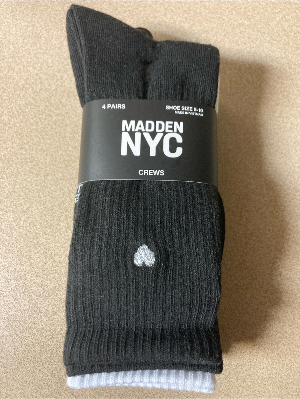 Madden NYC Women's Black and white Crew Socks - 4 Pack